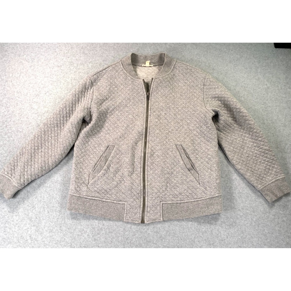 Eileen Fisher Quilted Bomber Jacket Gray Full Zip Women's Size Small